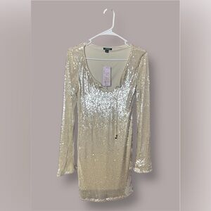 Sequin Long Sleeve Mini Dress